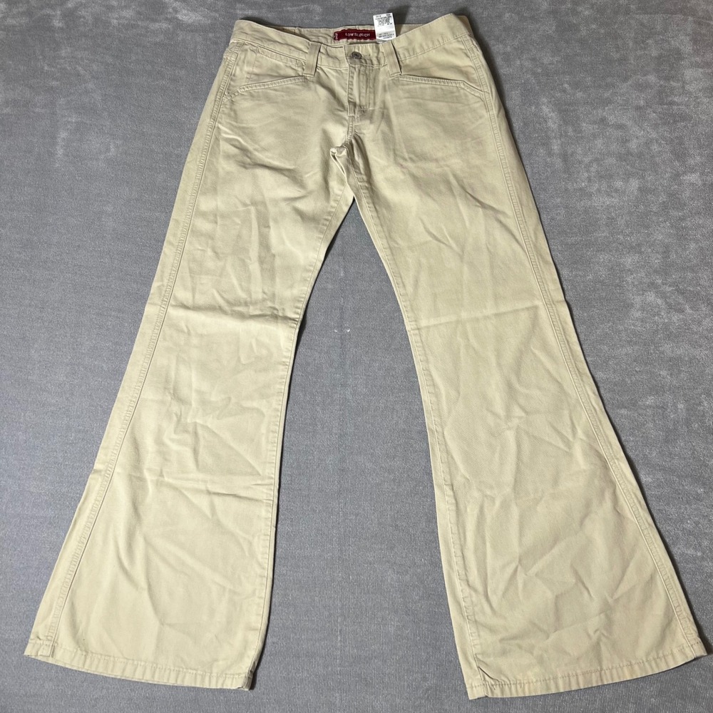Levis Low Slouch Flare Leg Khaki Pants Tan Cotton Y2K Low Rise Size 7JR M